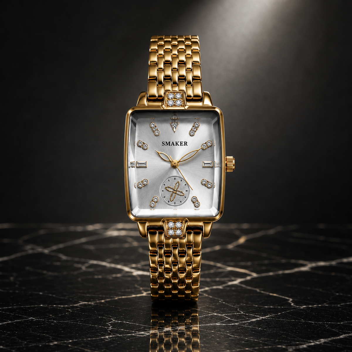 Gold Rectangular Multilink Watch